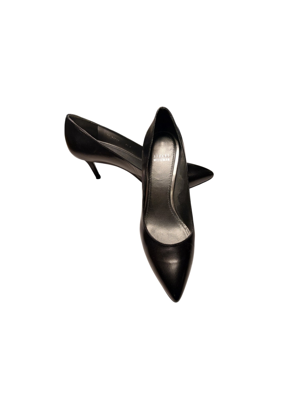Stuart Weitzman Black Pointed Leather Stiletto Pumps